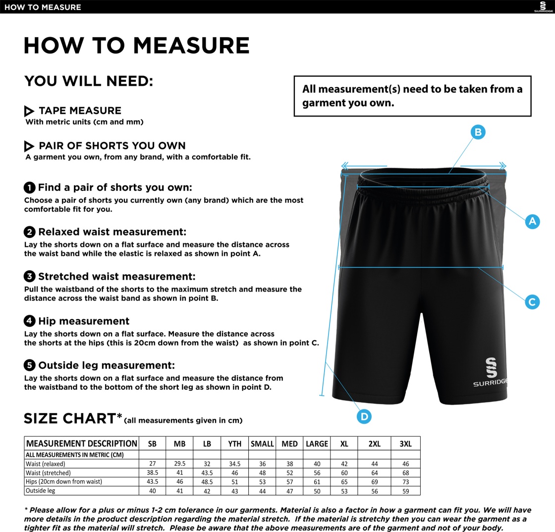 Bolton by Bowland CC - Blade Shorts - Size Guide